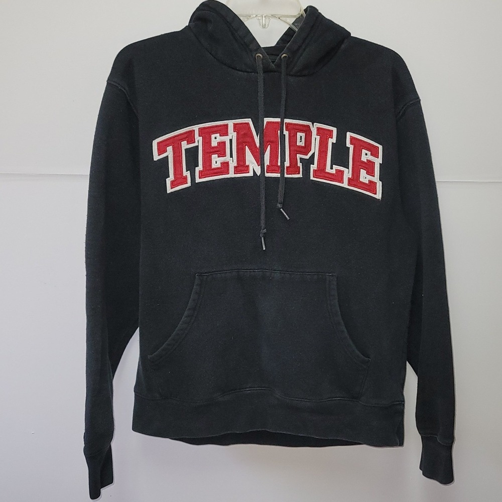 JanSport‎ Temple University Hoodie Mens Medium Black Applique Pullover Varsity